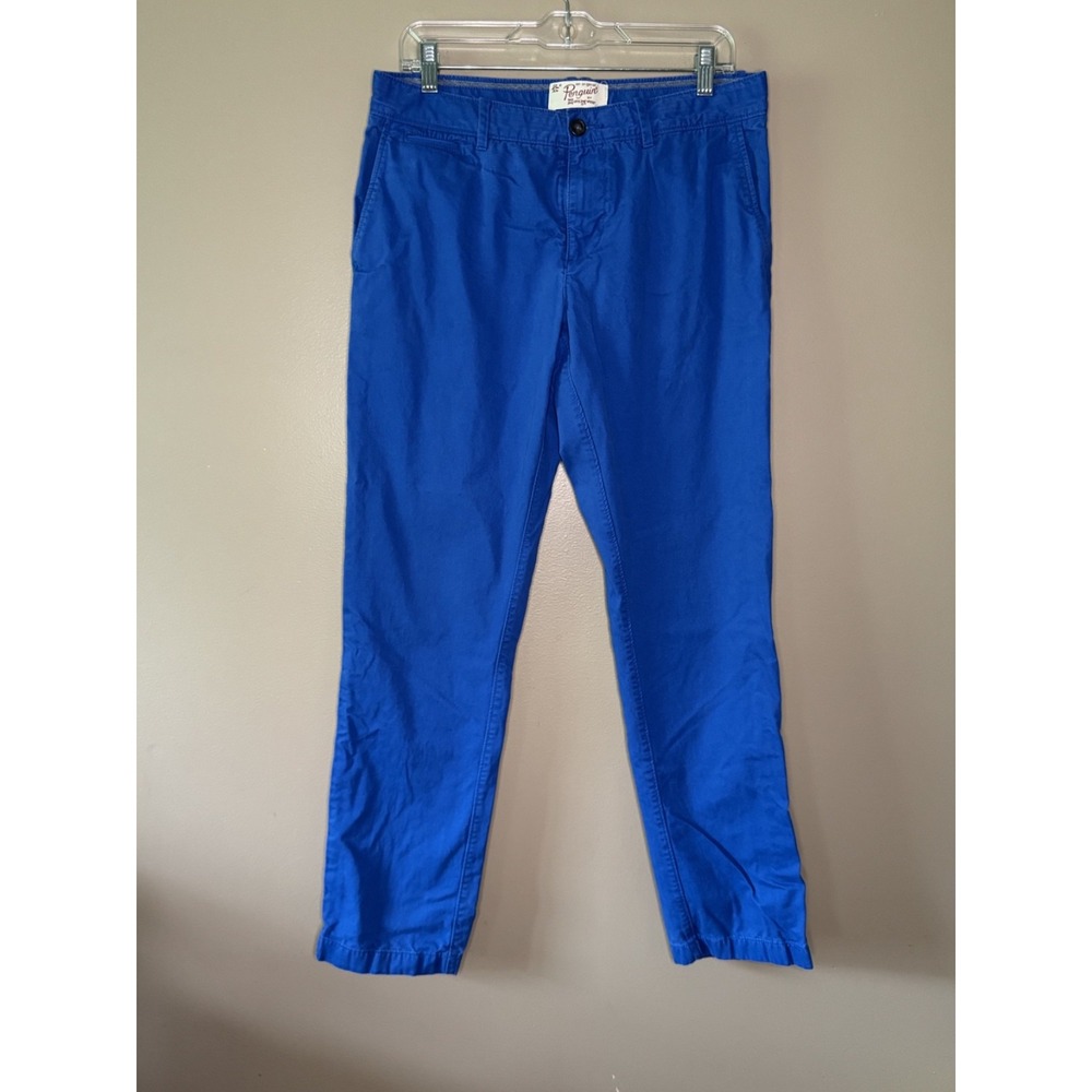 Original Penguin Mens Blue Cotton Chino Pants 32x32 Flat Front Straight Leg